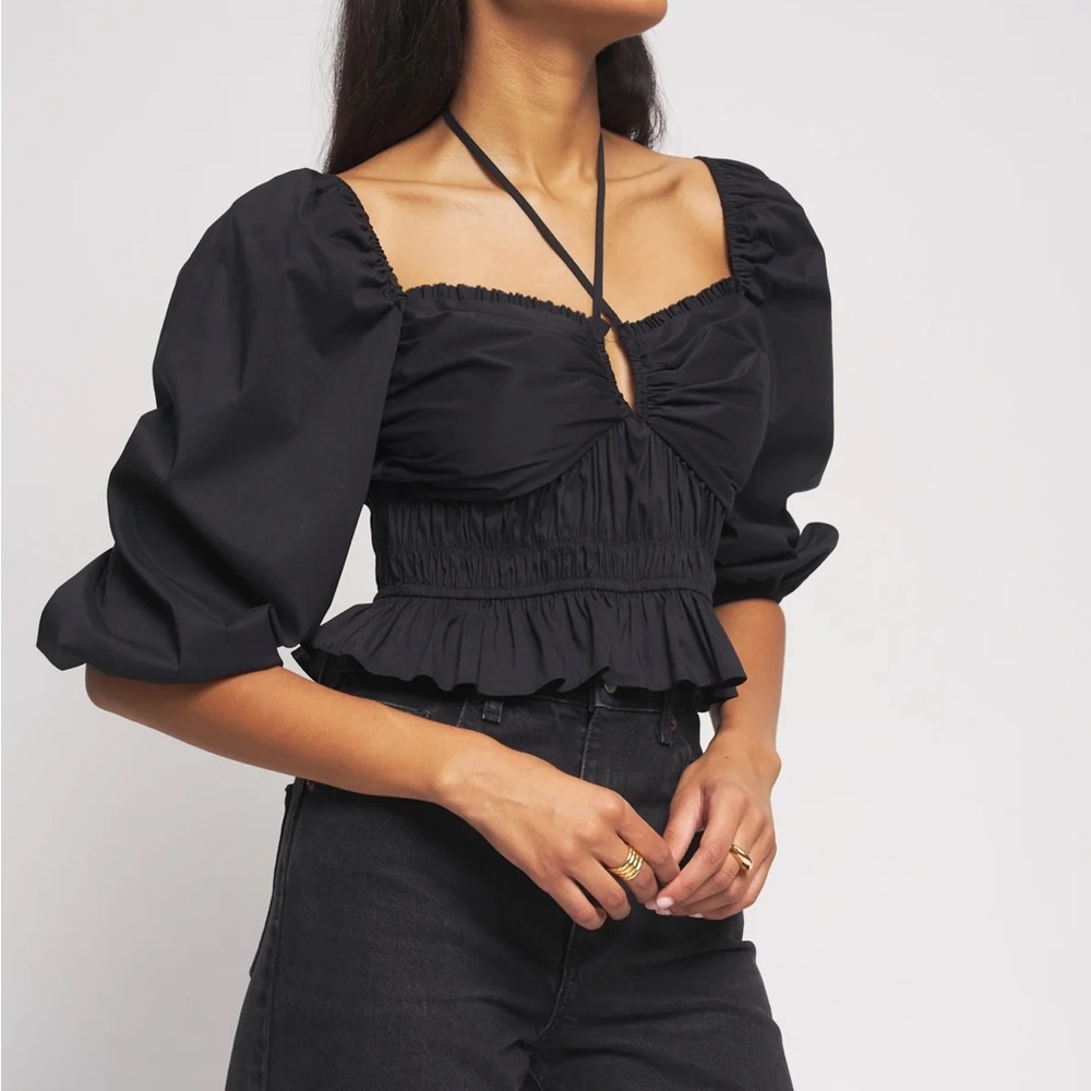 NWT Bailey 44 Shani Peplum Top in Black